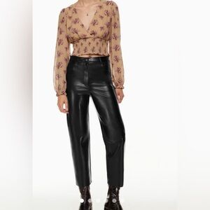 Wilfred 6 The Melina Cropped Pant Vegan Leather Black Aritzia Straight Leg